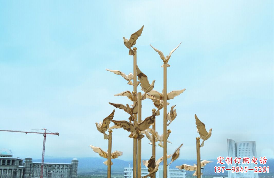 不锈钢鸽子广场景观雕塑