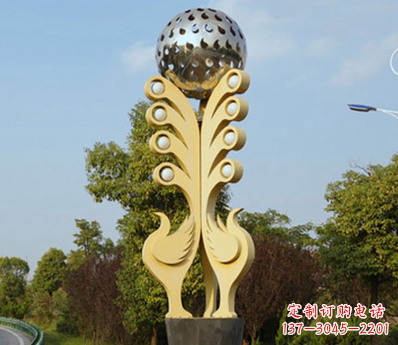 不锈钢公鸡抽象雕塑