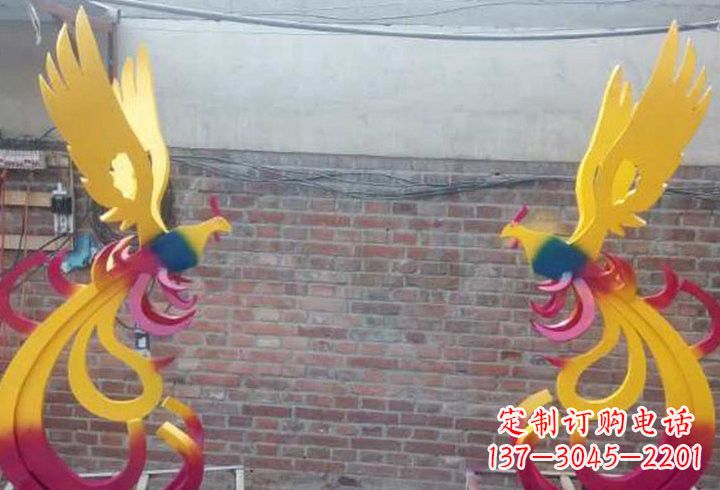 不锈钢公园彩色凤凰雕塑