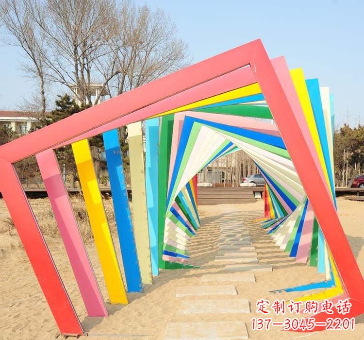 不锈钢公园彩色相框雕塑