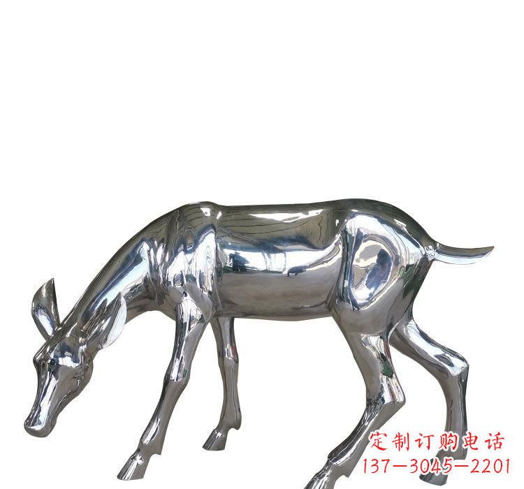 不锈钢公园草坪小鹿雕塑