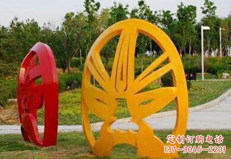 不锈钢公园抽象彩色脸谱雕塑
