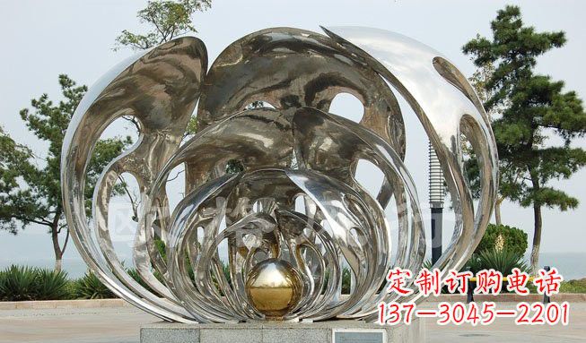 不锈钢公园抽象贝壳珍珠雕塑