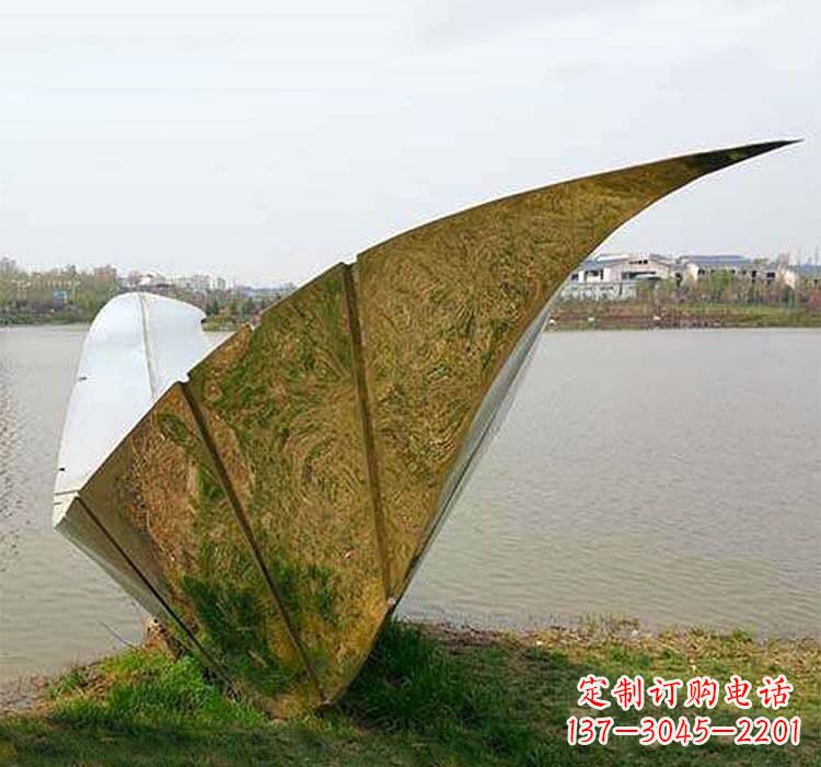 不锈钢公园抽象船雕塑