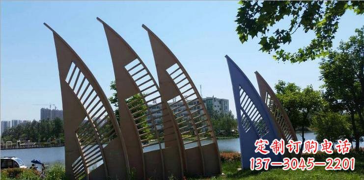 不锈钢公园抽象船帆雕塑