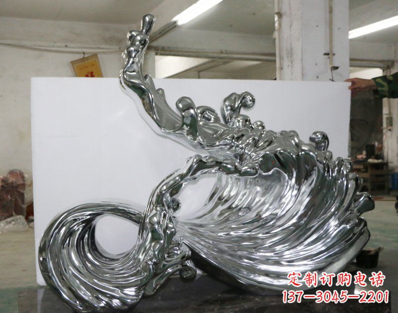 不锈钢公园抽象海浪雕塑