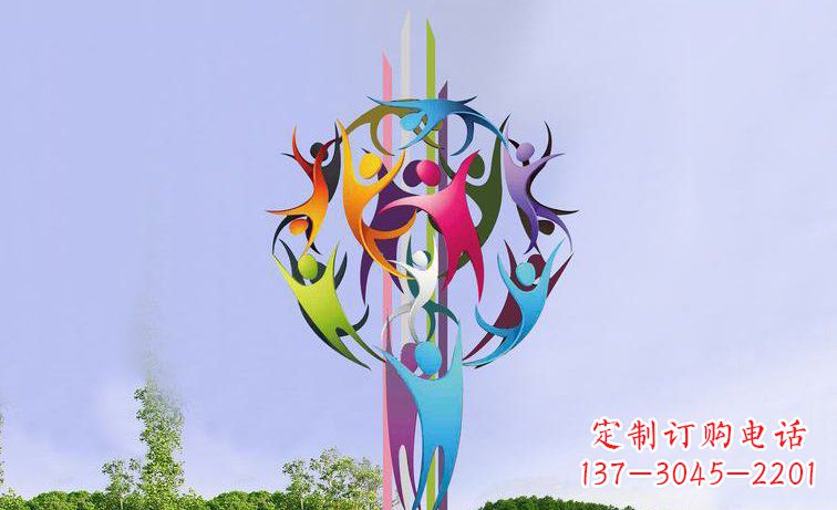 不锈钢公园抽象人物雕塑 (2)