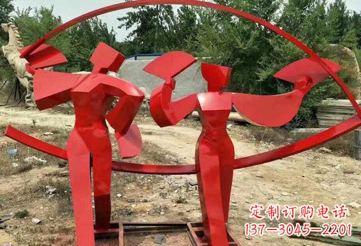 不锈钢公园抽象扇子舞人物雕塑