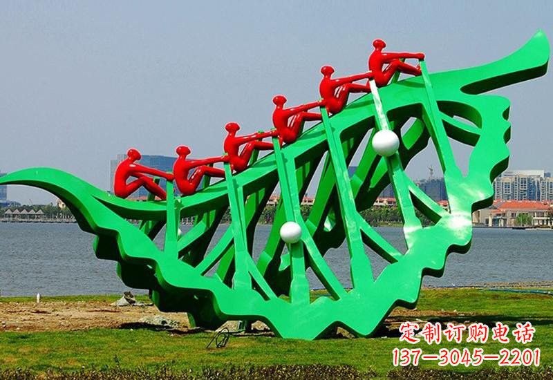 不锈钢公园抽象树叶船雕塑