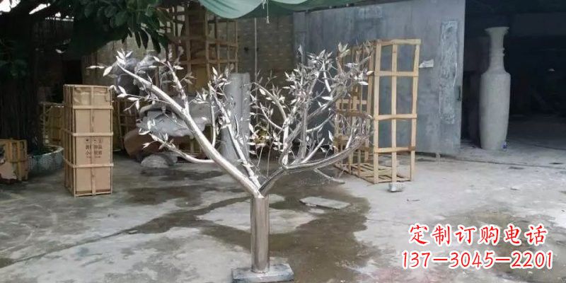 不锈钢公园抽象小树雕塑