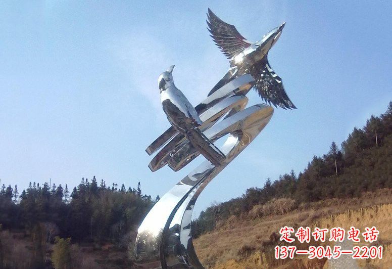 不锈钢公园动物鸟雕塑