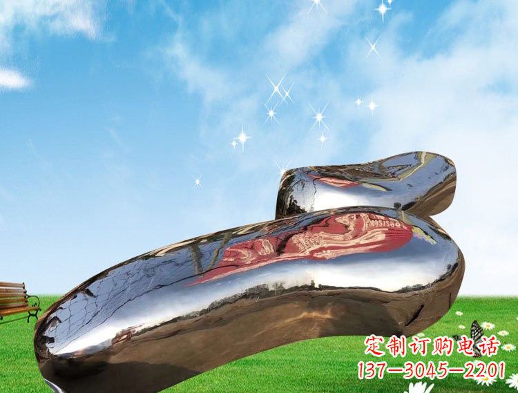 不锈钢公园鹅卵石镜面雕塑