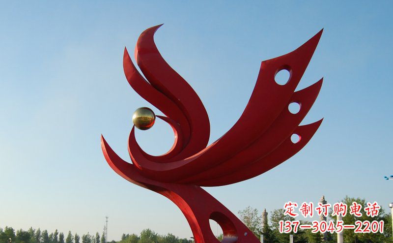 不锈钢公园的凤凰雕塑 不锈钢公园的凤凰雕塑