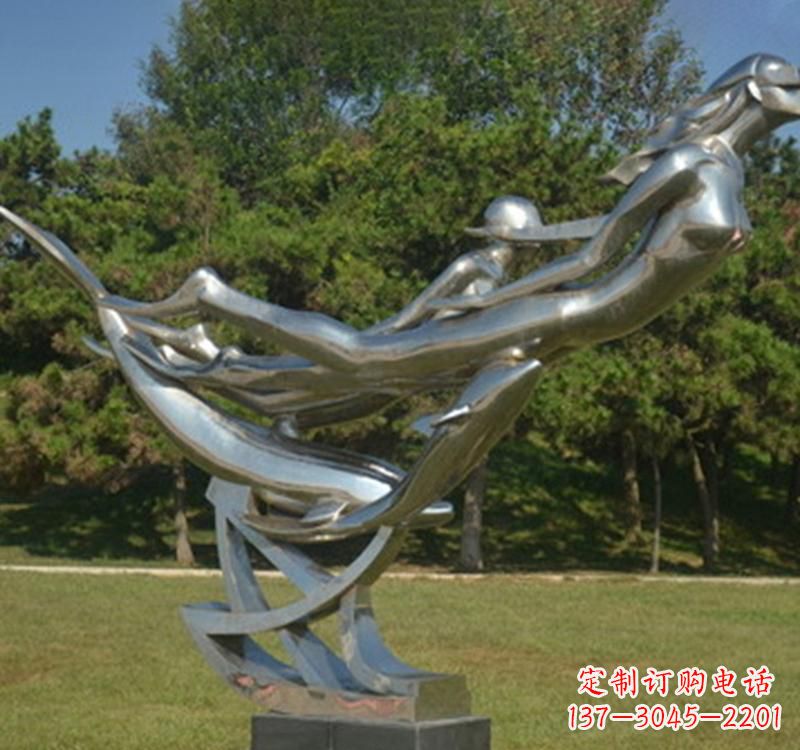 不锈钢公园飞行人物雕塑