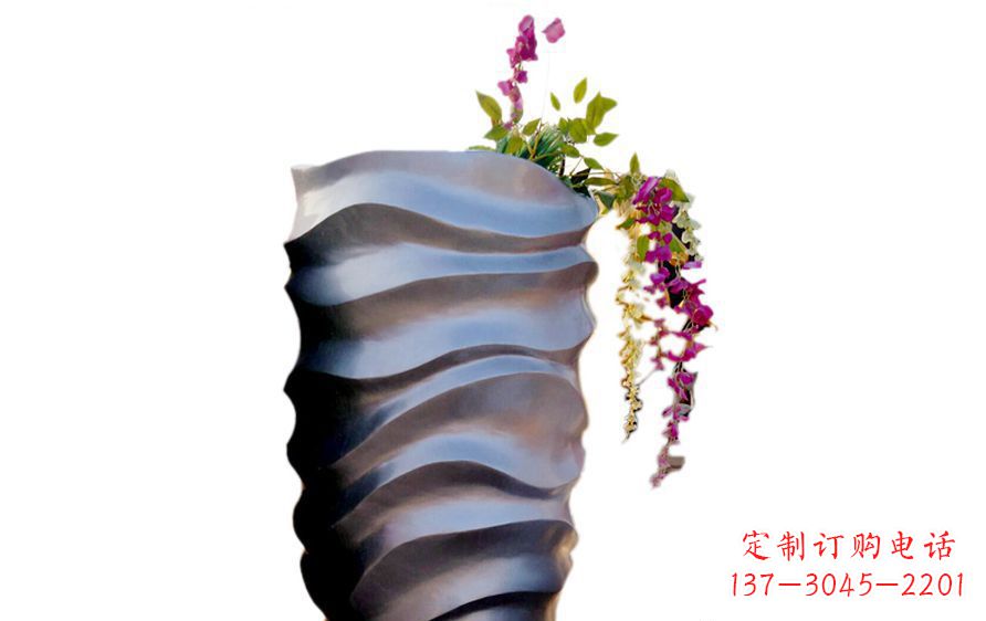 不锈钢公园花盆景观雕塑