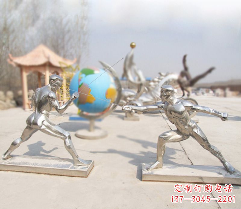 不锈钢公园击剑景观雕塑