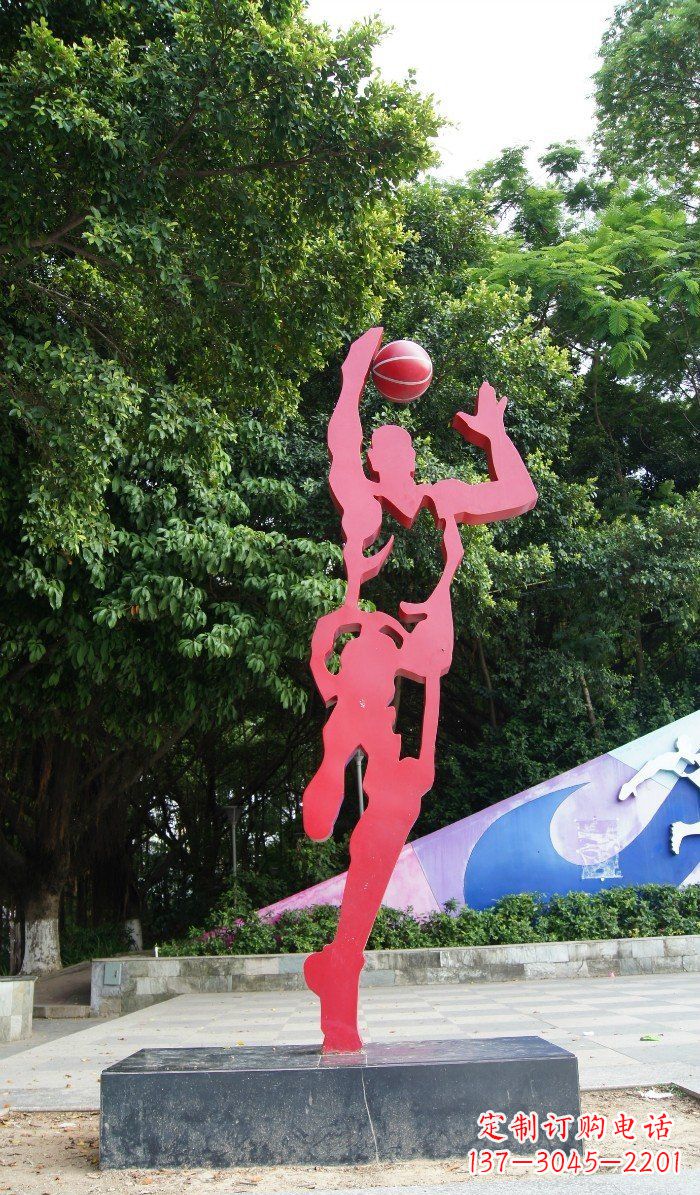 不锈钢公园剪影打篮球人物雕塑