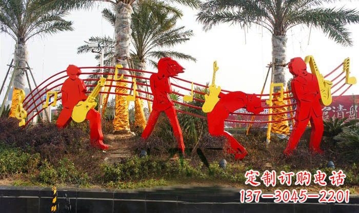 不锈钢公园剪影乐队人物雕塑