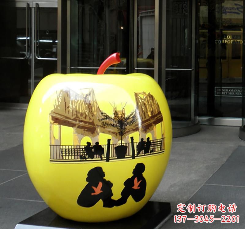 不锈钢公园景观苹果雕塑
