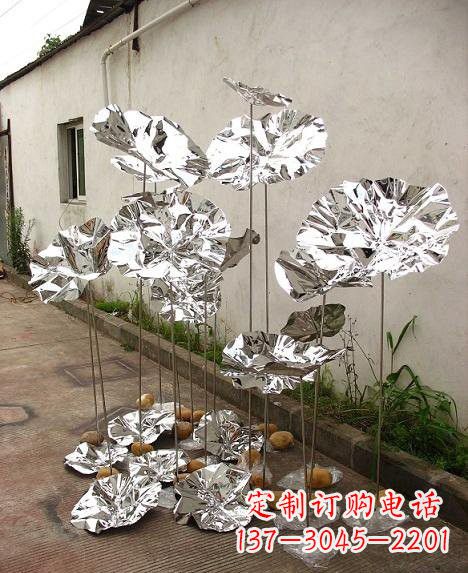 不锈钢公园镜面荷叶雕塑