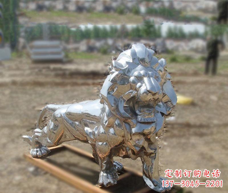 不锈钢公园镜面狮子雕塑