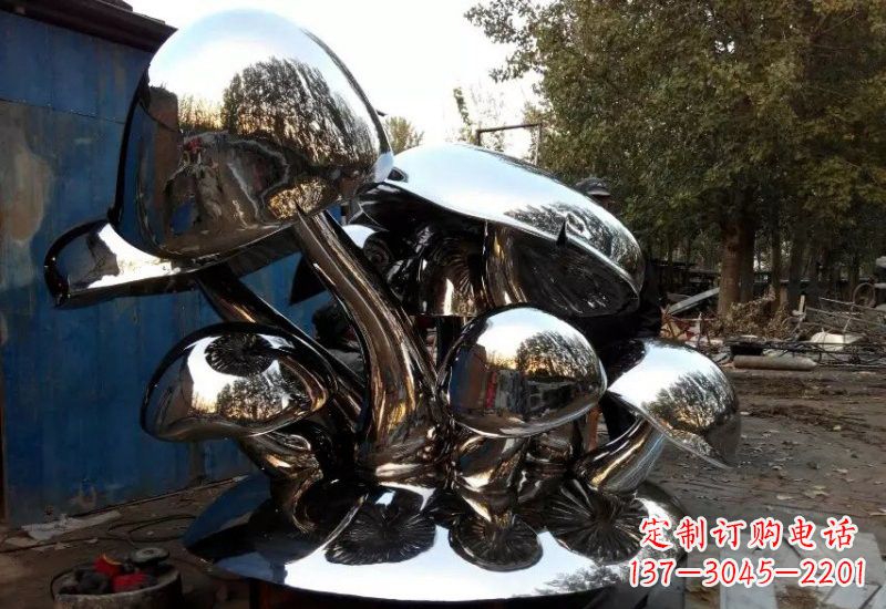 不锈钢公园镜面蘑菇雕塑