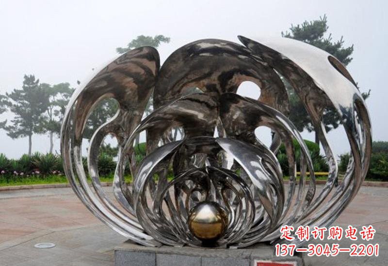 不锈钢公园镜面珍珠贝壳雕塑