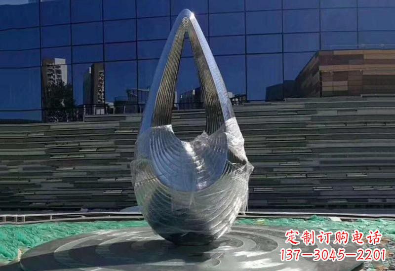 不锈钢公园空心水滴雕塑