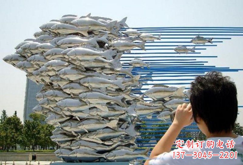 不锈钢公园鲤鱼群雕塑