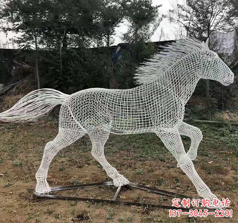 不锈钢公园镂空奔马雕塑
