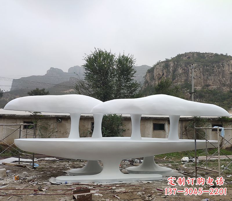 不锈钢公园蘑菇云朵景观雕塑