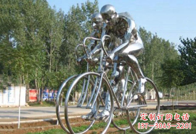 不锈钢公园骑自行车人物雕塑
