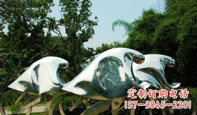 不锈钢公园赛车抽象人物雕塑