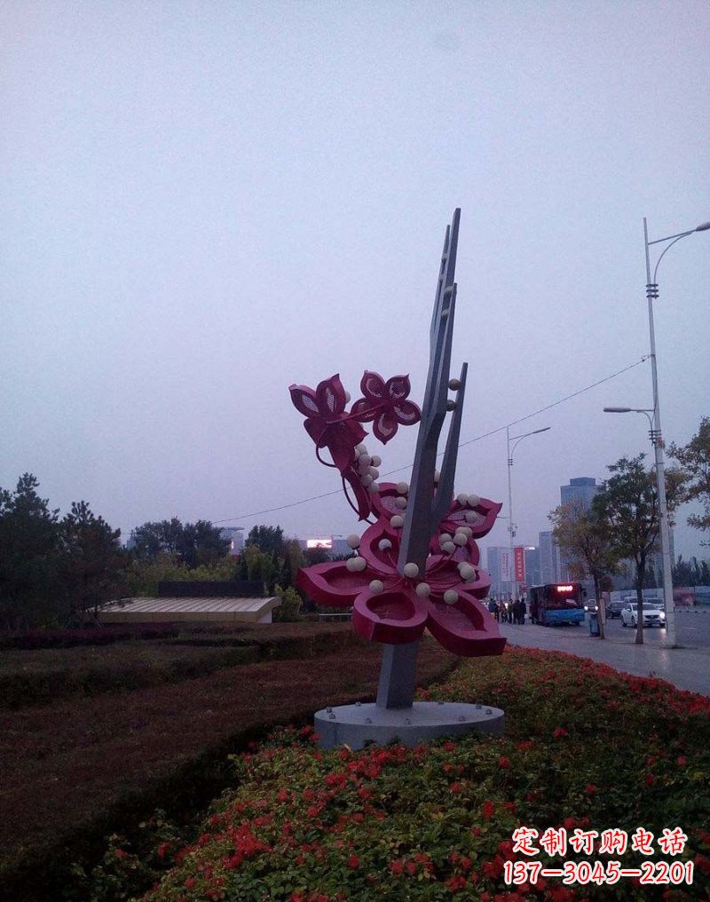 不锈钢公园桃花路灯雕塑