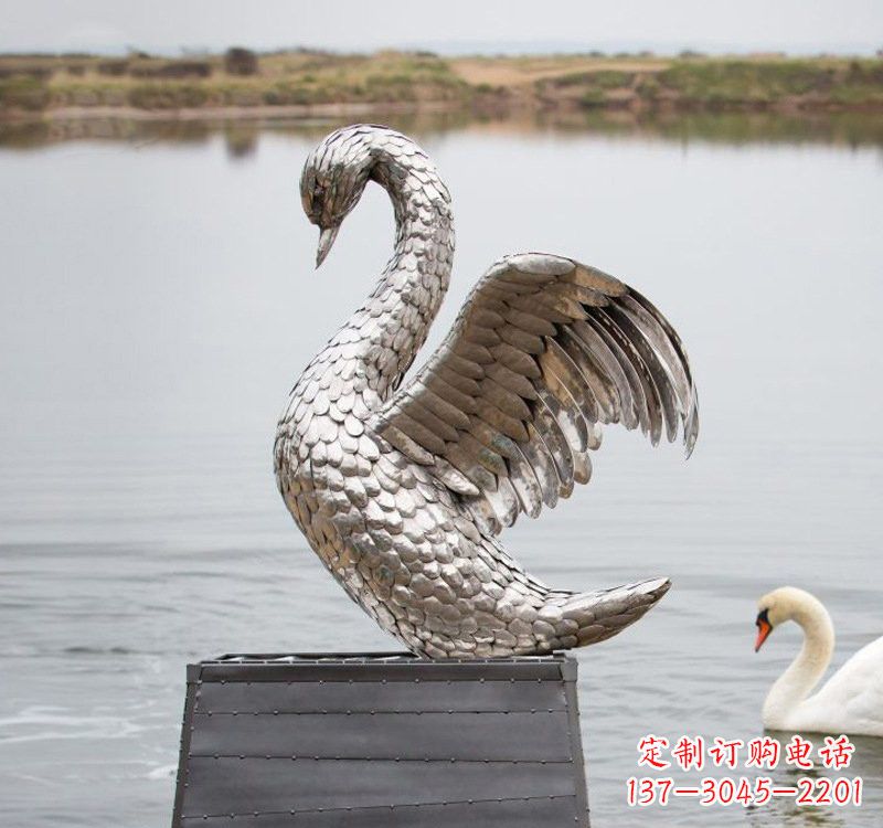 不锈钢公园天鹅雕塑