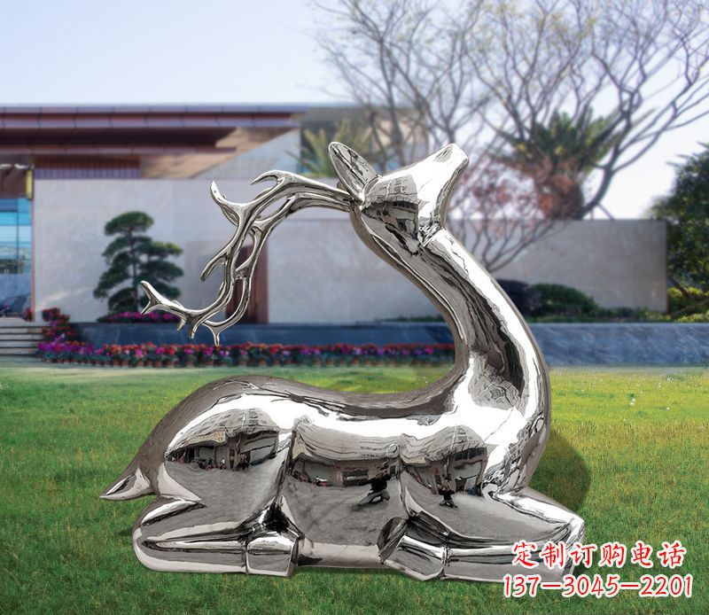 不锈钢公园卧姿抽象鹿