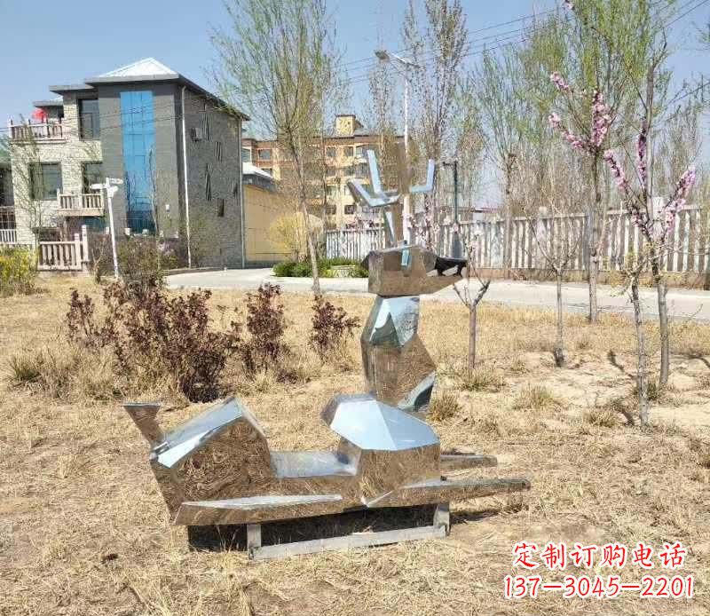 不锈钢公园小鹿雕塑