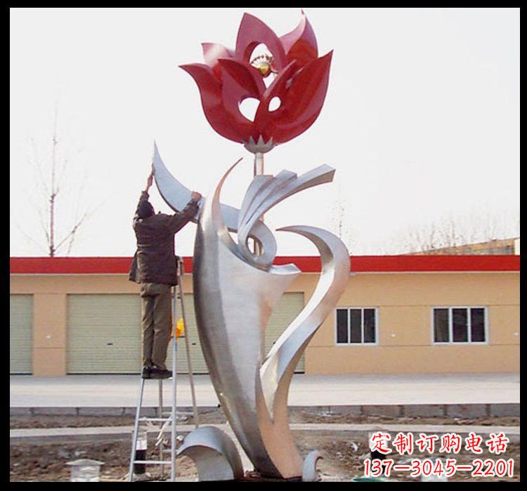 不锈钢公园校园抽象植物花朵雕塑