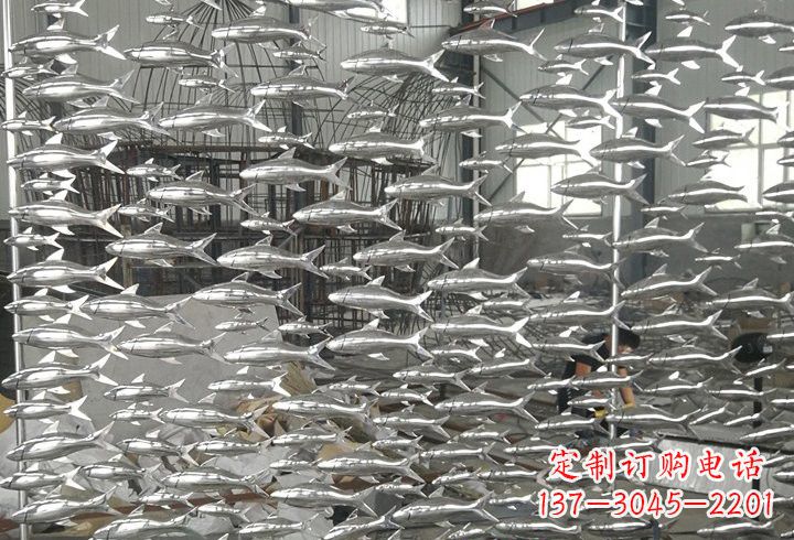 不锈钢公园鱼群雕塑