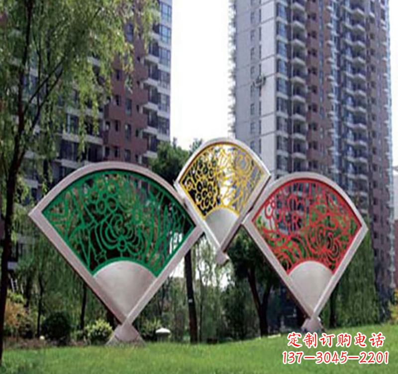 不锈钢公园折扇剪纸雕塑