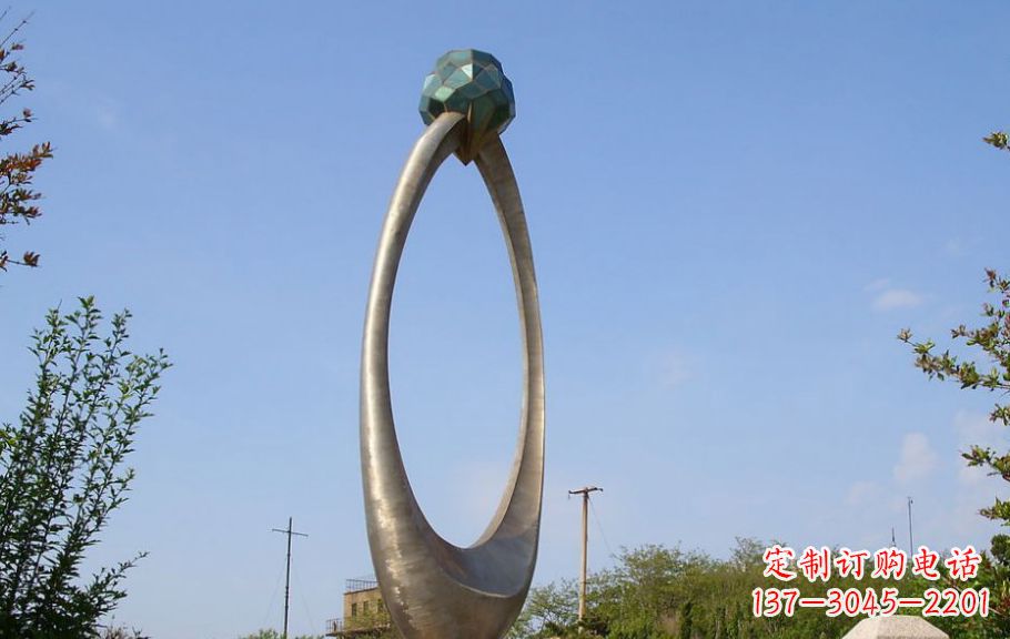 不锈钢公园钻戒景观雕塑