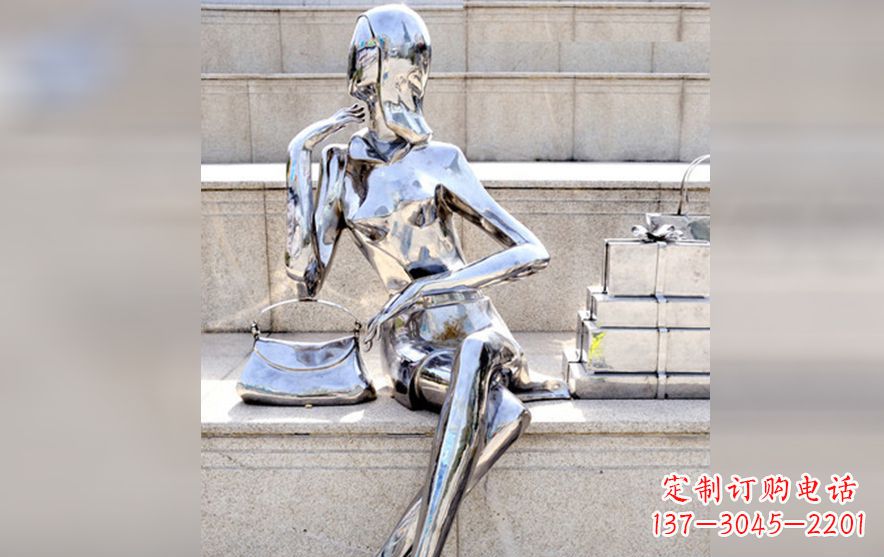 不锈钢/购物/美女/人物-不锈钢购物美女人物雕塑 不锈钢/购物/美女/人物-不锈钢购物美女人物雕塑