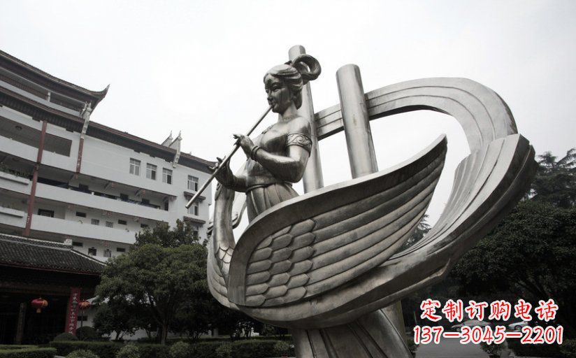古典美女不锈钢吹笛子雕塑 古典美女不锈钢吹笛子雕塑