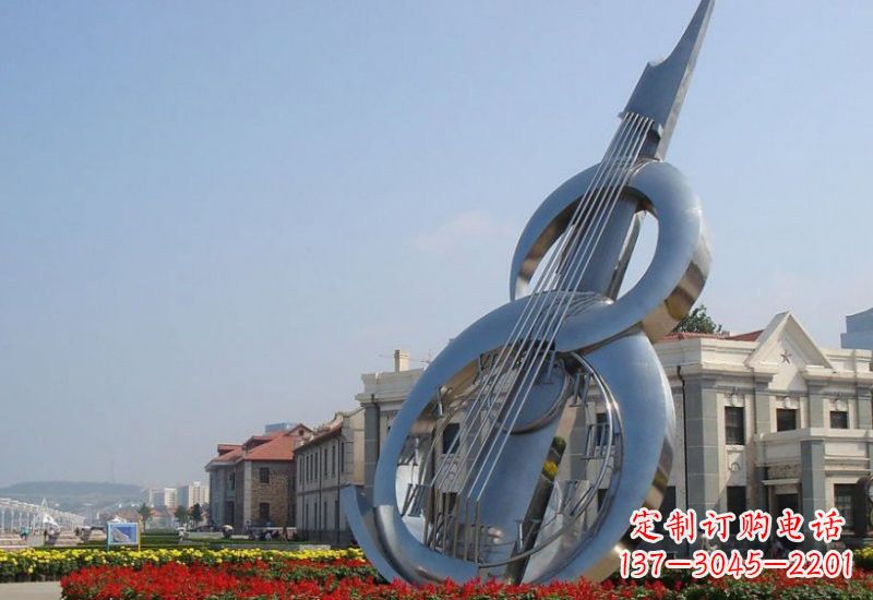 不锈钢广场抽象大提琴 雕塑