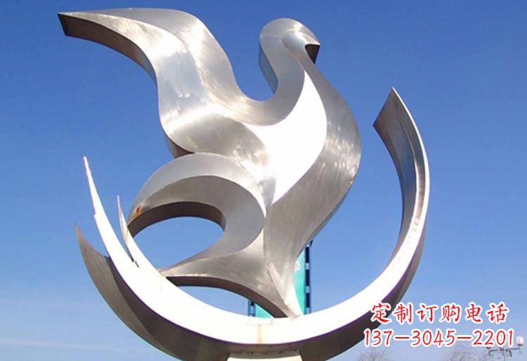不锈钢广场抽象鸽子雕塑