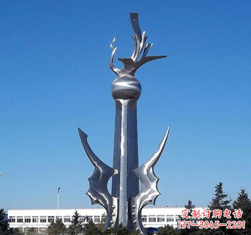 不锈钢广场抽象科技指环雕塑