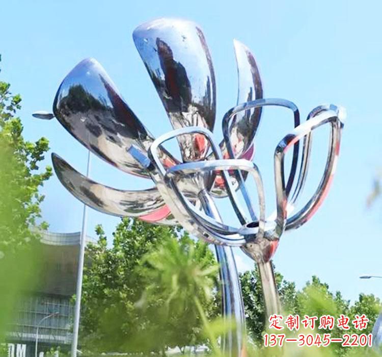 不锈钢广场抽象花朵雕塑