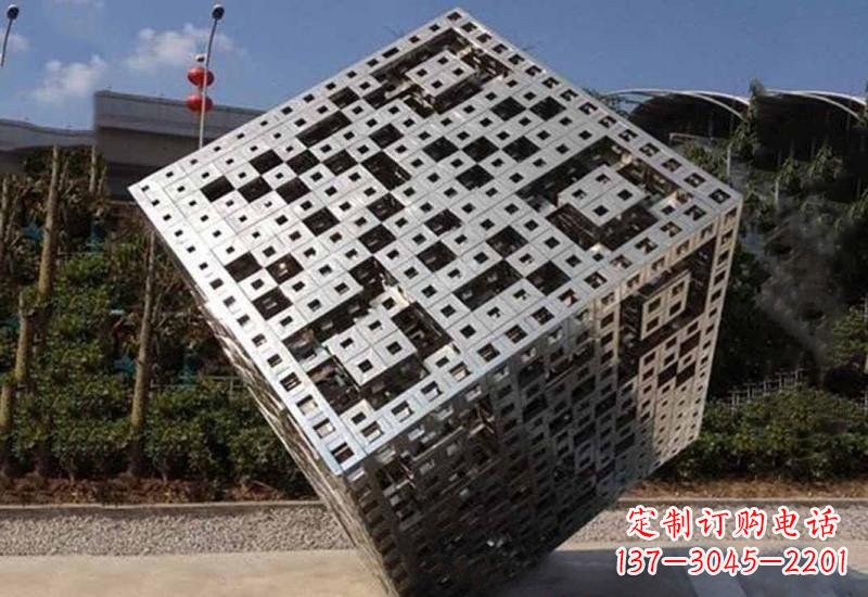 不锈钢广场抽象魔方雕塑