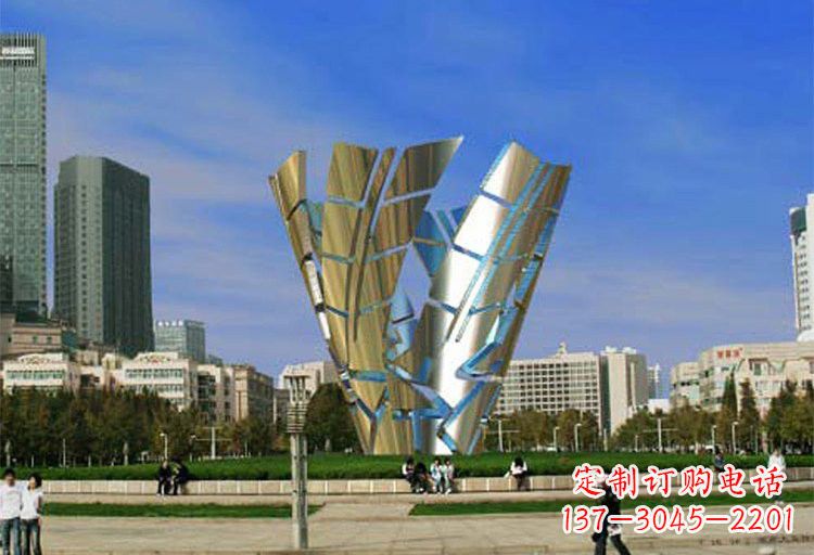 不锈钢广场抽象小麦雕塑