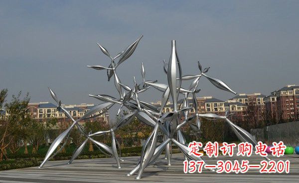 不锈钢广场抽象植物雕塑